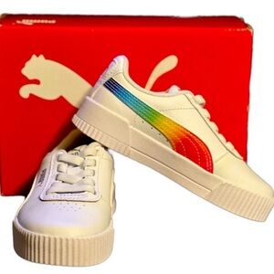 Puma Carina rainbow sneakers kids size 11 NEW